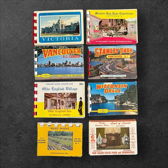Vintage Lot Of 8 Miniature Views Souvenir Booklets Canada California West Point - Picture 1 of 10